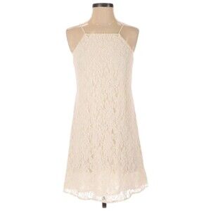 UO Pins and Needles Sleeveless Dress Size S Lace Overlay Cream Ivory Color Mini